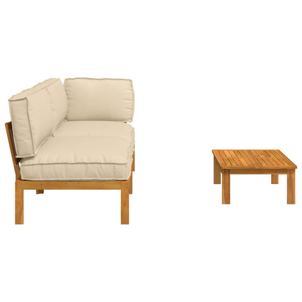 Soffset med kudde Enfärgad 3 pcs Beige Massivt Akaciaträ