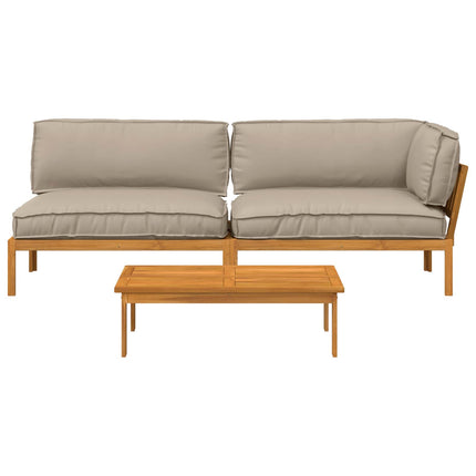 Soffset med kudde Enfärgad 3 pcs Taupe Massivt Akaciaträ