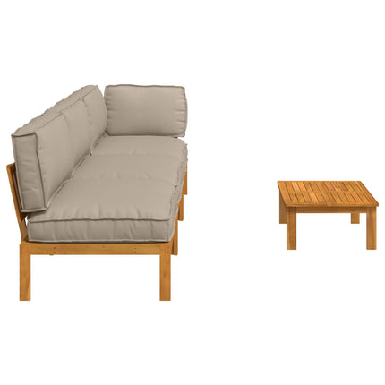 Soffset med kudde Enfärgad 4 pcs Taupe Massivt Akaciaträ