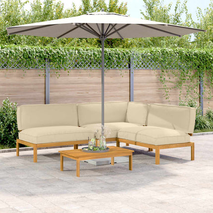 Soffset med kudde Enfärgad 4 pcs Beige Massivt Akaciaträ