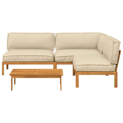 Soffset med kudde Enfärgad 4 pcs Beige Massivt Akaciaträ