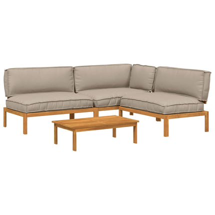 Soffset 4 pcs Taupe Massivt Akaciaträ