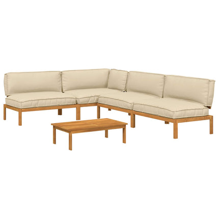 Soffset med kudde Enfärgad 5 pcs Beige Massivt Akaciaträ