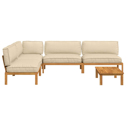 Soffset med kudde Enfärgad 5 pcs Beige Massivt Akaciaträ