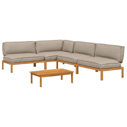 Soffset med kudde Enfärgad 5 pcs Taupe Massivt Akaciaträ