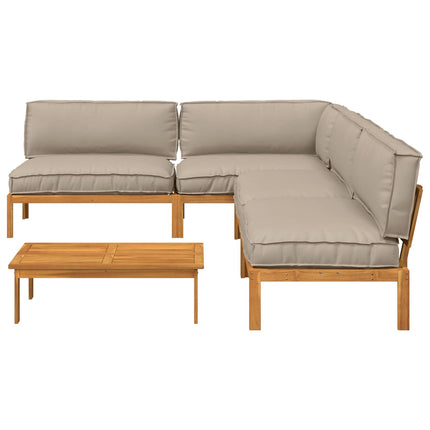 Soffset med kudde Enfärgad 5 pcs Taupe Massivt Akaciaträ