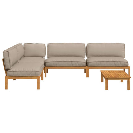 Soffset med kudde Enfärgad 5 pcs Taupe Massivt Akaciaträ