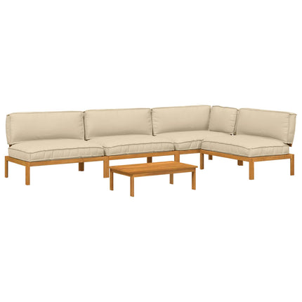 Soffset med kudde Enfärgad 5 pcs Beige Massivt Akaciaträ