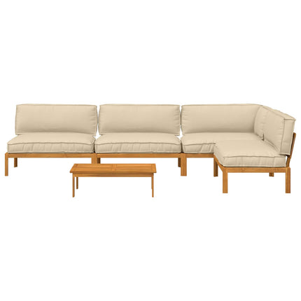 Soffset med kudde Enfärgad 5 pcs Beige Massivt Akaciaträ