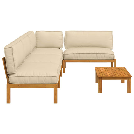 Soffset med kudde Enfärgad 5 pcs Beige Massivt Akaciaträ