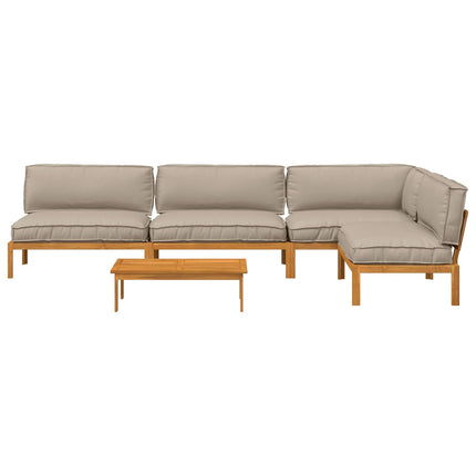 Soffset med kudde Enfärgad 5 pcs Taupe Massivt Akaciaträ