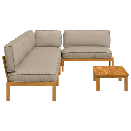 Soffset med kudde Enfärgad 5 pcs Taupe Massivt Akaciaträ