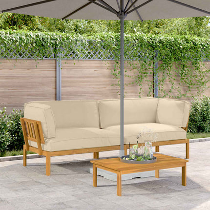 Soffset med kudde Enfärgad 2 pcs Beige Massivt Akaciaträ