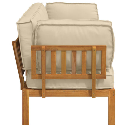 Soffset med kudde Enfärgad 2 pcs Beige Massivt Akaciaträ