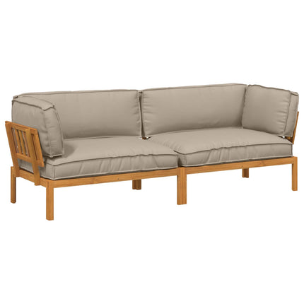 Soffset med kudde Enfärgad 2 pcs Taupe Massivt Akaciaträ
