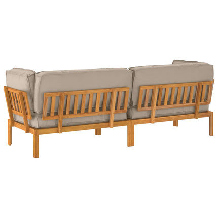 Soffset med kudde Enfärgad 2 pcs Taupe Massivt Akaciaträ
