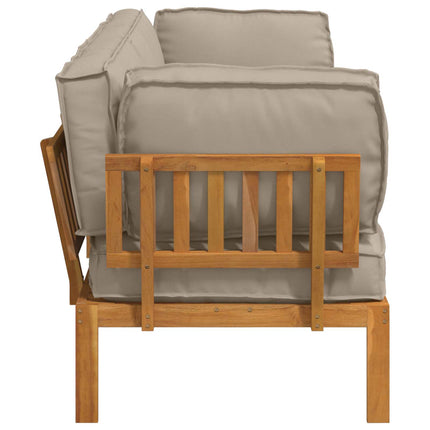 Soffset med kudde Enfärgad 2 pcs Taupe Massivt Akaciaträ