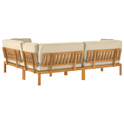 Soffset med kudde Enfärgad 4 pcs Beige Massivt Akaciaträ