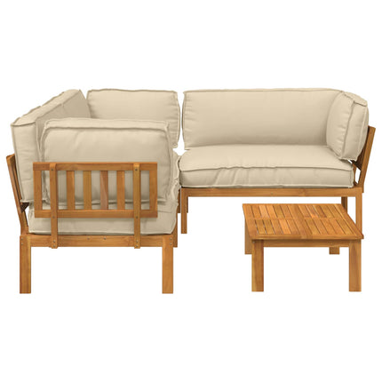 Soffset med kudde Enfärgad 4 pcs Beige Massivt Akaciaträ