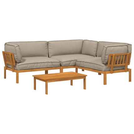Soffset med kudde Enfärgad 4 pcs Taupe Massivt Akaciaträ