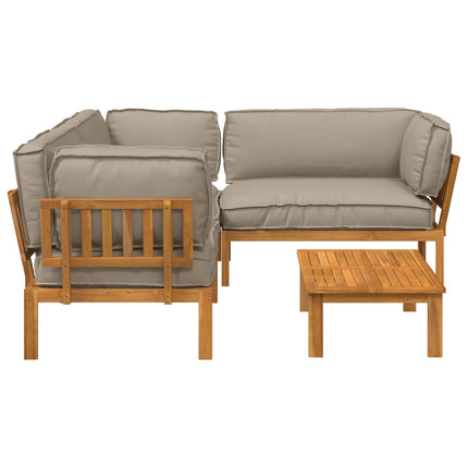 Soffset med kudde Enfärgad 4 pcs Taupe Massivt Akaciaträ
