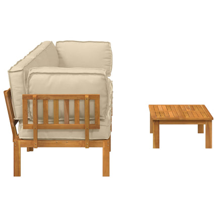 Soffset med kudde Enfärgad 4 pcs Beige Massivt Akaciaträ