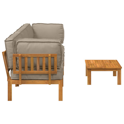 Soffset med kudde Enfärgad 4 pcs Taupe Massivt Akaciaträ