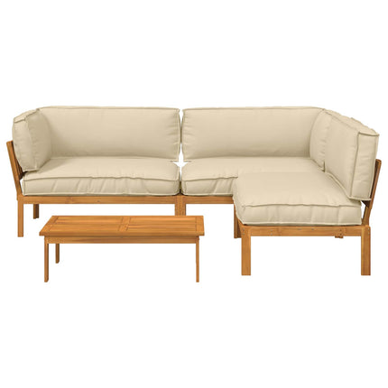 Soffset med kudde Enfärgad 4 pcs Beige Massivt Akaciaträ