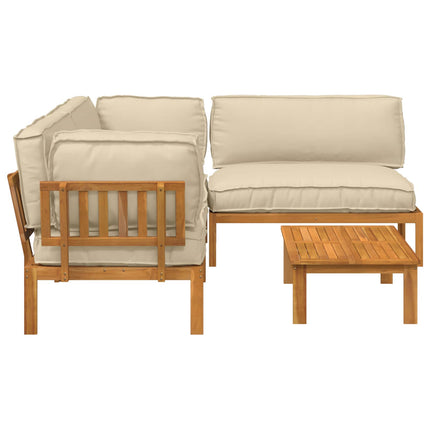 Soffset med kudde Enfärgad 4 pcs Beige Massivt Akaciaträ