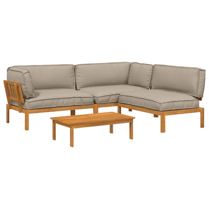 Soffset med kudde Enfärgad 4 pcs Taupe Massivt Akaciaträ