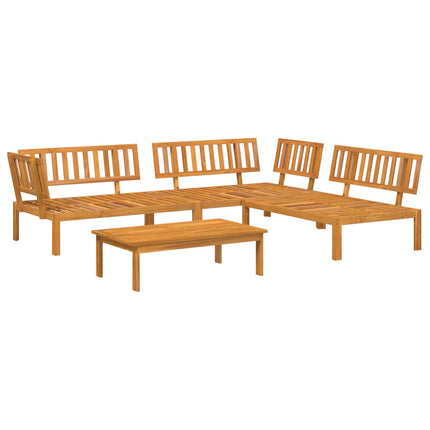 Soffset med kudde Enfärgad 4 pcs Taupe Massivt Akaciaträ
