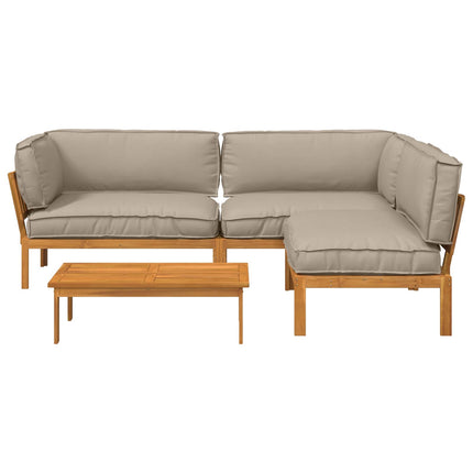 Soffset med kudde Enfärgad 4 pcs Taupe Massivt Akaciaträ