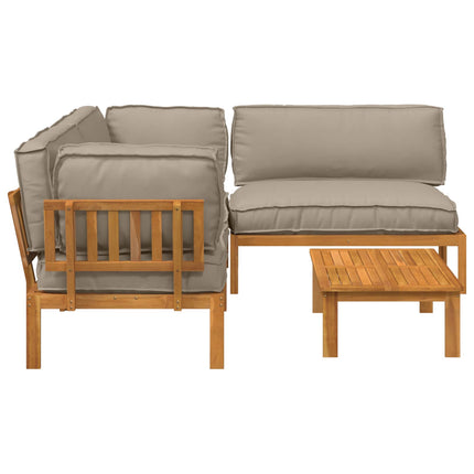 Soffset med kudde Enfärgad 4 pcs Taupe Massivt Akaciaträ