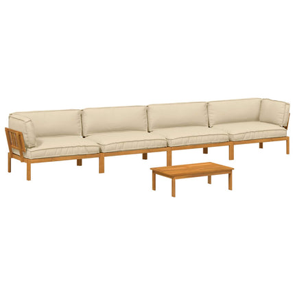 Soffset med kudde Enfärgad 5 pcs Beige Massivt Akaciaträ