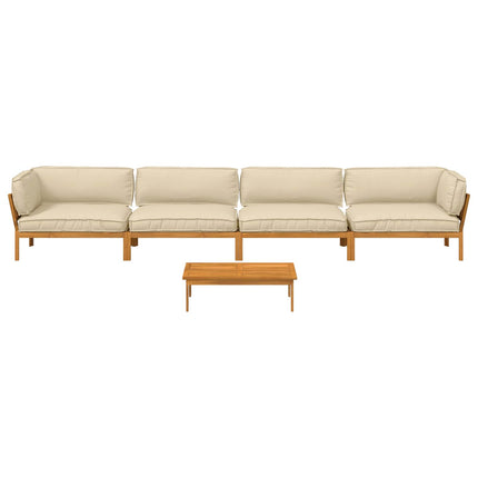 Soffset med kudde Enfärgad 5 pcs Beige Massivt Akaciaträ