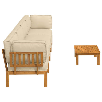 Soffset med kudde Enfärgad 5 pcs Beige Massivt Akaciaträ