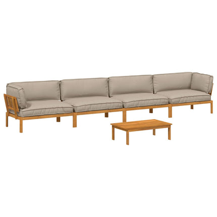 Soffset med kudde Enfärgad 5 pcs Taupe Massivt Akaciaträ