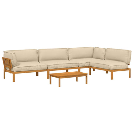 Soffset med kudde Enfärgad 5 pcs Beige Massivt Akaciaträ