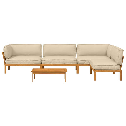 Soffset med kudde Enfärgad 5 pcs Beige Massivt Akaciaträ