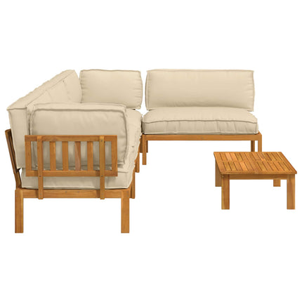 Soffset med kudde Enfärgad 5 pcs Beige Massivt Akaciaträ