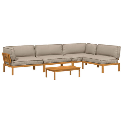 Soffset med kudde Enfärgad 5 pcs Taupe Massivt Akaciaträ