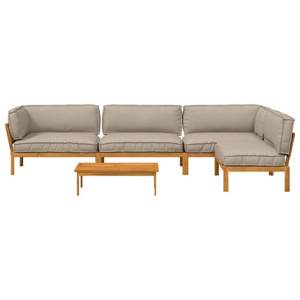 Soffset med kudde Enfärgad 5 pcs Taupe Massivt Akaciaträ