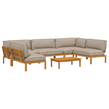 Soffset med kudde Enfärgad 6 pcs Taupe Massivt Akaciaträ