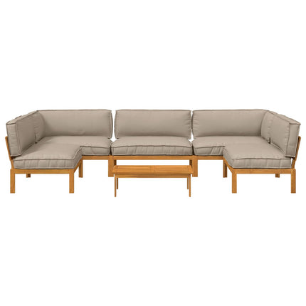Soffset med kudde Enfärgad 6 pcs Taupe Massivt Akaciaträ