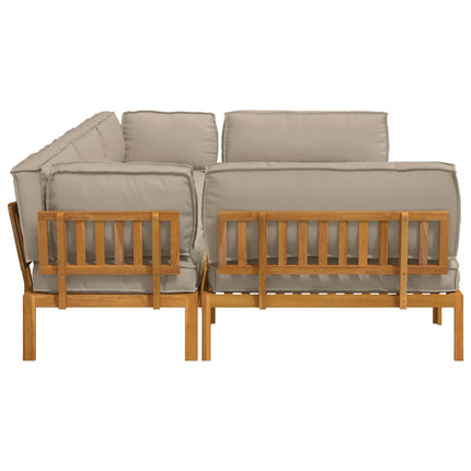 Soffset med kudde Enfärgad 6 pcs Taupe Massivt Akaciaträ