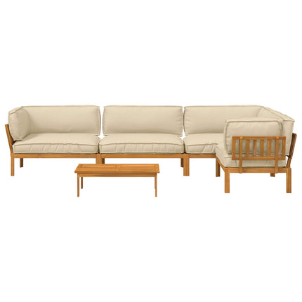 Soffset med kudde Enfärgad 5 pcs Beige Massivt Akaciaträ
