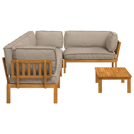 Soffset med kudde Enfärgad 5 pcs Taupe Massivt Akaciaträ