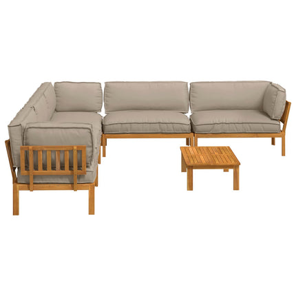 Soffset med kudde Enfärgad 6 pcs Taupe Massivt Akaciaträ