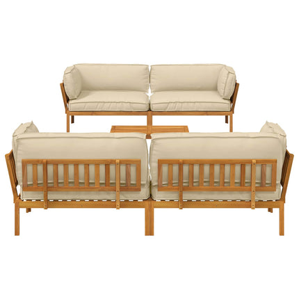 Soffset med kudde Enfärgad 5 pcs Beige Massivt Akaciaträ