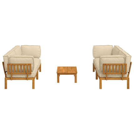 Soffset med kudde Enfärgad 5 pcs Beige Massivt Akaciaträ